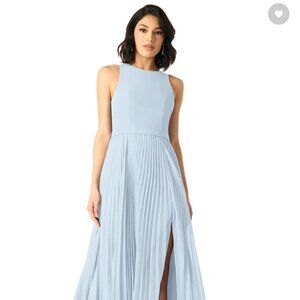 Azazie Lindie Mist A-Line Scoop Pleated Chiffon Dress